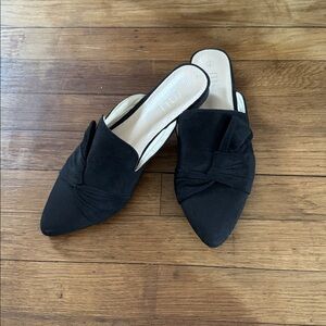 Black Suede Mules - Pointed Toe